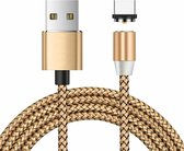 USB naar USB-C / Type-C magnetische metalen connector Nylon tweekleurige gevlochten magnetische gegevenskabel, kabellengte: 2 m (goud)