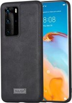 Voor Huawei P40 Pro SULADA schokbestendig TPU + handgemaakte lederen beschermhoes (zwart)