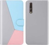 Voor Huawei P20 Pro Tricolor Stitching Horizontale Flip TPU + PU lederen tas met houder & kaartsleuven & portemonnee (grijs)