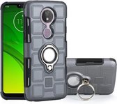 Voor Motorola Moto G7 Power EU versie 2 in 1 kubus PC + TPU beschermhoes met 360 graden draaien zilveren ringhouder (grijs)