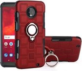 Voor Motorola Moto Z3 Play 2 in 1 Cube PC + TPU beschermhoes met 360 graden draaien zilveren ringhouder (rood)