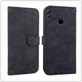 Voor Huawei Y6 2019 Geperst Afdrukken Patroon Horizontale Flip PU Lederen Case met Houder & Kaartsleuven & Portemonnee & & Lanyard (Zwart)