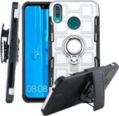 Voor Huawei Y9 (2019) / Enjoy 9 Plus 3 in 1 Cube PC + TPU beschermhoes met 360 graden draaien Zilveren ringhouder (zilver)