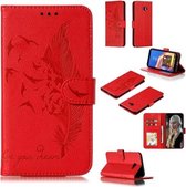 Veerpatroon Litchi Texture Horizontale Flip Leren Case met Portemonnee & Houder & Kaartsleuven voor Galaxy J4 + (Rood)