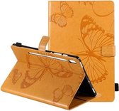 Voor Samsung Galaxy Tab S6 T860 Geperst afdrukken Vlinderpatroon Horizontale flip lederen tas met houder & kaartsleuven & portemonnee & slaap- / wekfunctie (geel)