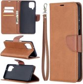 Voor Samsung Galaxy A12 Retro Lamsvacht Textuur Pure Kleur Horizontale Flip PU Lederen Case met Houder & Kaartsleuven & Portemonnee & Lanyard (Bruin)