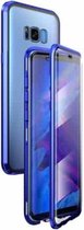 Voor Samsung Galaxy S8 magnetisch metalen frame dubbelzijdig gehard glazen hoesje (blauw paars)