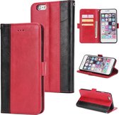 Voor iPhone 6s & 6 Retro textuur Contrastkleur Splicing Horizontaal Flip TPU + PU lederen tas met kaartsleuven & houder & portemonnee (rood)