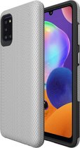 Voor Samsung Galaxy A31 Triangle Armor Texture TPU + PC Case (Zilver)