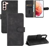 Voor Samsung Galaxy S21 + 5G Effen Kleur Huidgevoel Magnetische Gesp Horizontale Flip Kalf Textuur PU Lederen Case met Houder & Kaartsleuven & Portemonnee (Zwart)