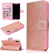 Voor iPhone XS Max Glitter Poeder Horizontaal Flip Leren Case met Kaartsleuven & Houder & Fotolijst & Portemonnee (Rose Goud)