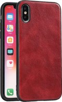 Voor iPhone X Crazy Horse Textured kalfsleer PU + PC + TPU Case (rood)