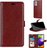 Voor Samsung Galaxy A52 5G Pure Kleur Horizontale Flip PU lederen tas met houder & kaartsleuven & portemonnee & fotolijst (bruin)