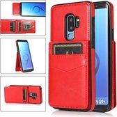 Voor Samsung Galaxy S9 Plus effen kleur pc + TPU beschermhoes met houder en kaartsleuven (rood)