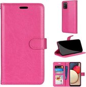 Voor Samsung Galaxy A02s / M02s Pure Color Horizontale Flip PU lederen tas met houder & kaartsleuven & portemonnee & fotolijst (Rose Red)