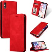 Retro Skin Feel Business Magnetische Horizontale Leren Flip Case voor iPhone XS Max (Rood)