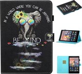 Voor Kindle Fire HD8 2015/2016/2018 Gekleurde tekening Stiksels Horizontale flip lederen tas met houder & kaartsleuven en slaap- / wekfunctie (brilpictogram)