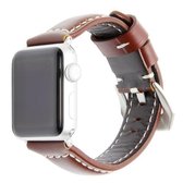 Echt lederen horlogeband voor Apple Watch Series 6 & SE & 5 & 4 44 mm / 3 & 2 & 1 42 mm (bruin)