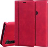 Voor Xiaomi Redmi Note 8T Frosted Business Magnetische Horizontale Flip PU lederen tas met houder & kaartsleuf & lanyard (rood)