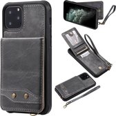 Voor iPhone 11 Pro Verticale Flip Schokbestendige Leren Beschermhoes met Kort Touw, Kaartsleuven & Beugel & Fotohouder & Portemonnee Functie (Grijs)