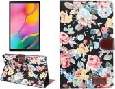 Dibase Bloempatroon Doek Oppervlak Horizontaal Flip PC + PU lederen tas met houder & kaartsleuven & slaap- / wekfunctie voor Galaxy Tab A 8.0 inch (2019) / T290 / T295 (zwart)