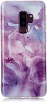 Voor Galaxy S9 + gekleurd tekenpatroon IMD-afwerking Soft TPU beschermhoes (paarse ster)