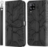 Voor Samsung Galaxy A42 5G Life of Tree Embossing Pattern Horizontale Flip Leather Case met houder & kaartsleuf & portemonnee & fotolijst & Lanyard (zwart)