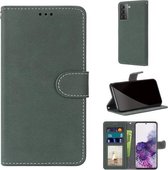 Voor Samsung Galaxy S21 Plus 5G Retro Frosted Horizontale Flip PU lederen tas met houder & kaartsleuven & portemonnee & fotolijst (groen)