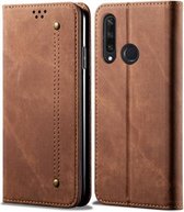 Voor Huawei Y6P Denim Texture Casual Style Horizontale Flip Leather Case met houder & kaartsleuven & portemonnee (bruin)