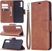 Voor OPPO Find X2 Lite Retro Lambskin Texture Pure Color Horizontale Flip PU Leather Case met houder & kaartsleuven & portemonnee & Lanyard (bruin)