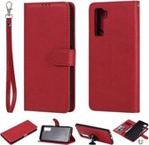 Voor Huawei Nova 7 SE 2 in 1 effen kleur afneembare PU lederen tas met kaartsleuven & magnetische houder & fotolijst & portemonnee & riem (rood)