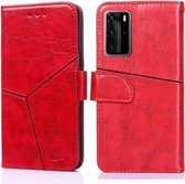 Voor Huawei P40 Pro Geometrische stiksels Horizontale Flip TPU + PU lederen tas met houder & kaartsleuven & portemonnee (rood)