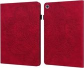 Voor Huawei MediaPad M5 lite 10.1 Pauw reliëfpatroon TPU + PU horizontaal flip lederen hoesje met houder & kaartsleuven & portemonnee & slaap / wekfunctie (rood)