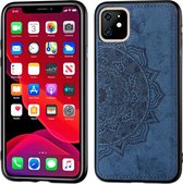ReliÃ«f Mandala-patroon PC + TPU + stoffen telefoonhoes voor iPhone 11, met draagkoord en magnetisch (blauw)