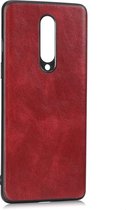 Voor OnePlus 8 Crazy Horse getextureerd kalfsleer PU + PC + TPU-hoesje (rood)