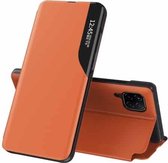 Voor Huawei P40 Lite / Nova 6 SE / Nova 7i Zijdisplay Magnetisch schokbestendig horizontaal Flip lederen tas met houder (oranje)