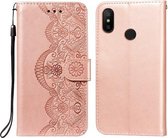 Voor Xiaomi Redmi Note 6 / Note 6 Pro Flower Vine Embossing Pattern Horizontale Flip Leather Case met Card Slot & Holder & Wallet & Lanyard (Rose Gold)