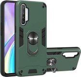 Voor OPPO Realme XT 2 in 1 Armor Series PC + TPU beschermhoes met ringhouder (donkergroen)