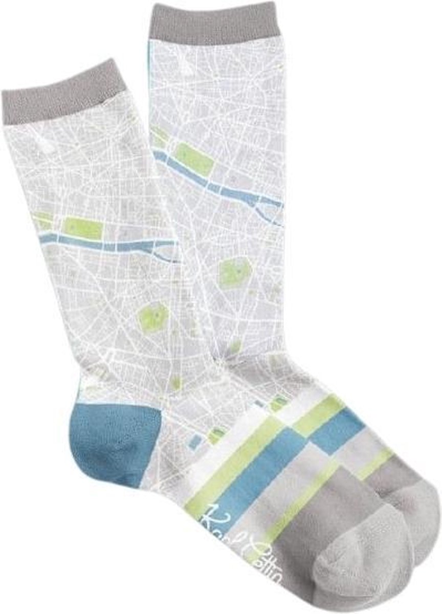 Fisura Sokken Paris Map Katoen Grijs/blauw/groen One-size