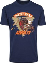 Urban Classics Heren Tshirt -XL- Hustle Hard Always Blauw