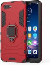 PC + TPU schokbestendige beschermhoes voor OPPO A5, met magnetische ringhouder (rood)