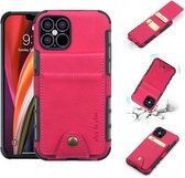 Voor iPhone 12/12 Pro stoffen textuur + TPU verticale flip-hoes met kaartsleuven (rood)