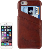 Deluxe retro PU lederen achterkant van de hoes met kaartsleuven met modieus logo voor iPhone 6 & 6S (bruin)