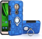 Voor Motorola Moto G6 Play / Moto E5 2 in 1 Cube PC + TPU beschermhoes met 360 graden draaien zilveren ringhouder (blauw)