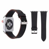 Voor Apple Watch Series 3 & 2 & 1 42 mm Simple Fashion echt lederen horlogebandje met gatenpatroon (zwart)