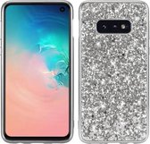 Glitter poeder schokbestendig TPU beschermhoes voor Galaxy S10 + (zilver)