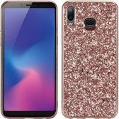 Glitter poeder schokbestendig TPU beschermhoes voor Galaxy A6s (roze)