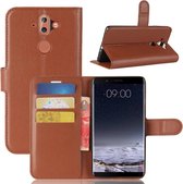 Voor Nokia 8 Sirocco Litchi textuur horizontale flip lederen tas met houder & kaartsleuven & portemonnee (bruin)