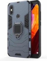 PC + TPU schokbestendige beschermhoes met magnetische ringhouder voor Xiaomi Mi 6X / A2 (marineblauw)