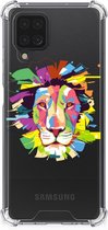 Etui pour téléphone portable Samsung Galaxy A12 Belle couverture arrière en TPU avec bord transparent couleur Lion